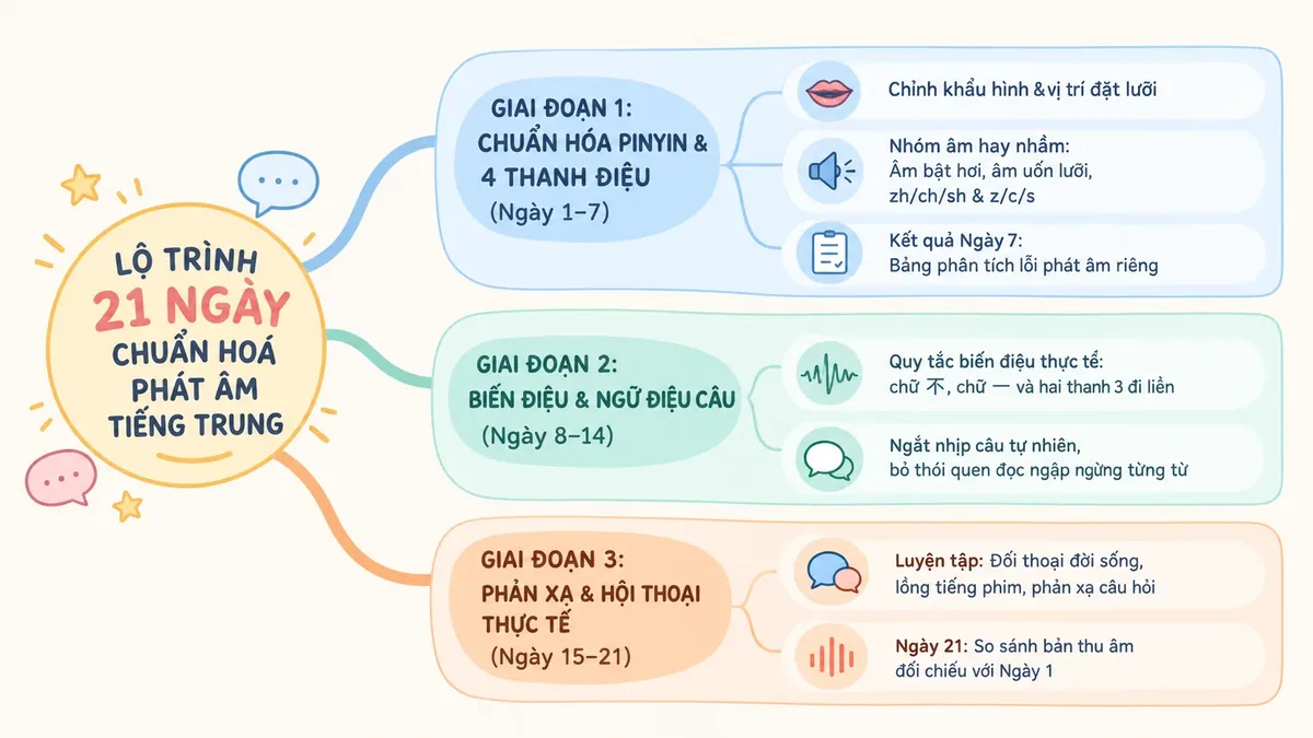 Lộ trình học 21 ngày Đói Tiếng Trung